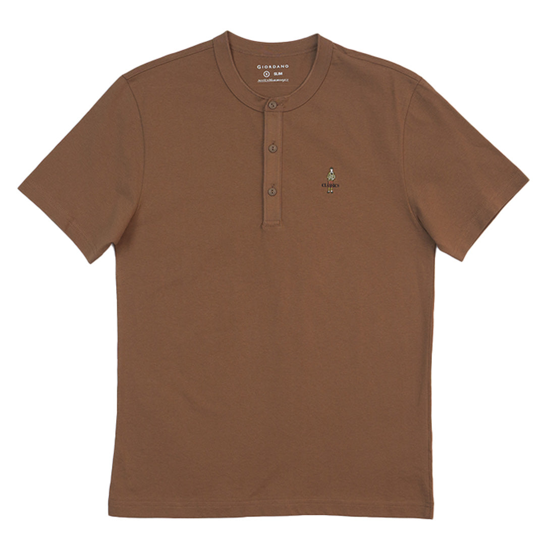 GIORDANO Men's Classic Man Henley Slim Fit Tee (01025241)