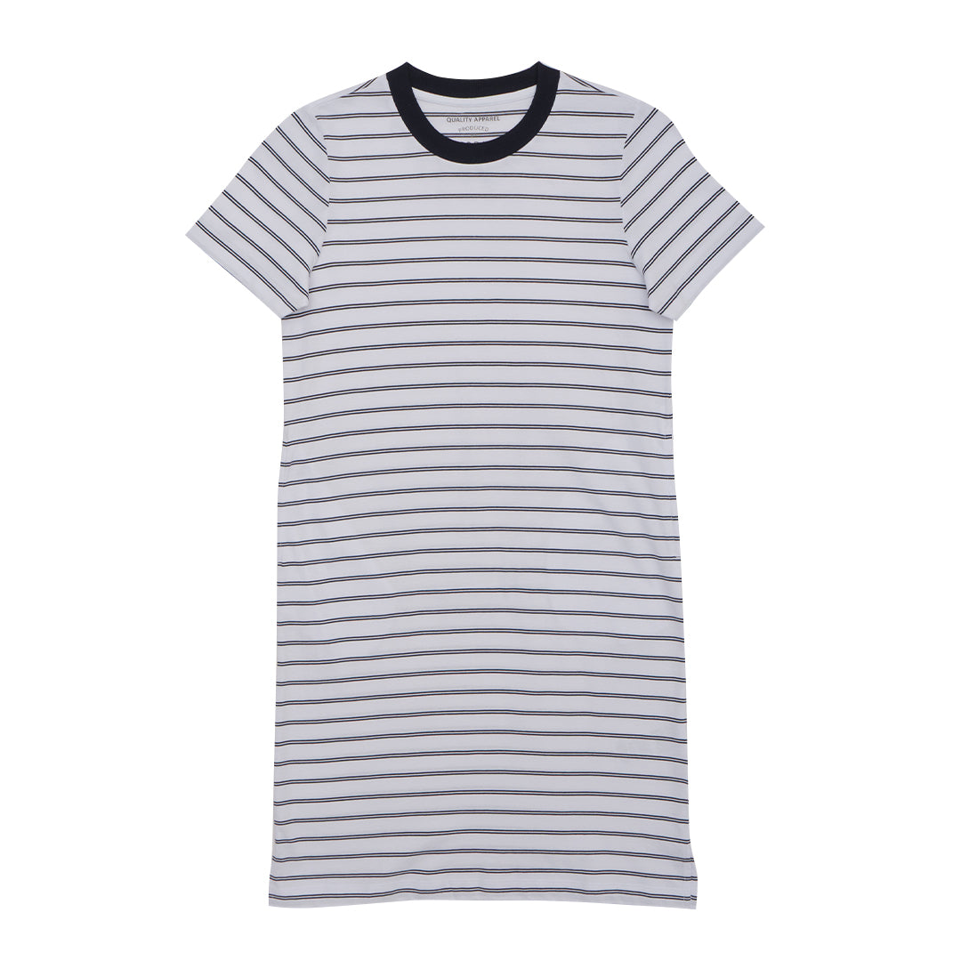 GIORDANO Women's Stripe Cotton Jersey Crew Neck Comfort Fit Dress (05465807)