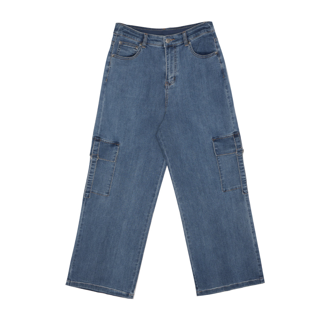 GIORDANO Women's Denim High Waist Wide Leg Pocket Jeans (05415034)