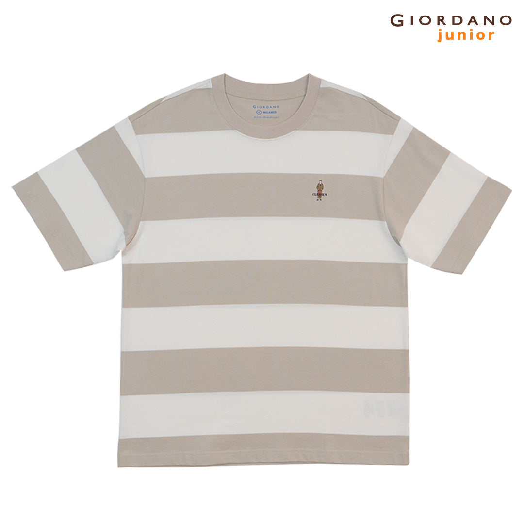 GIORDANO Men's Cotton Jersey Crew Neck Stripe Tee (01025261)