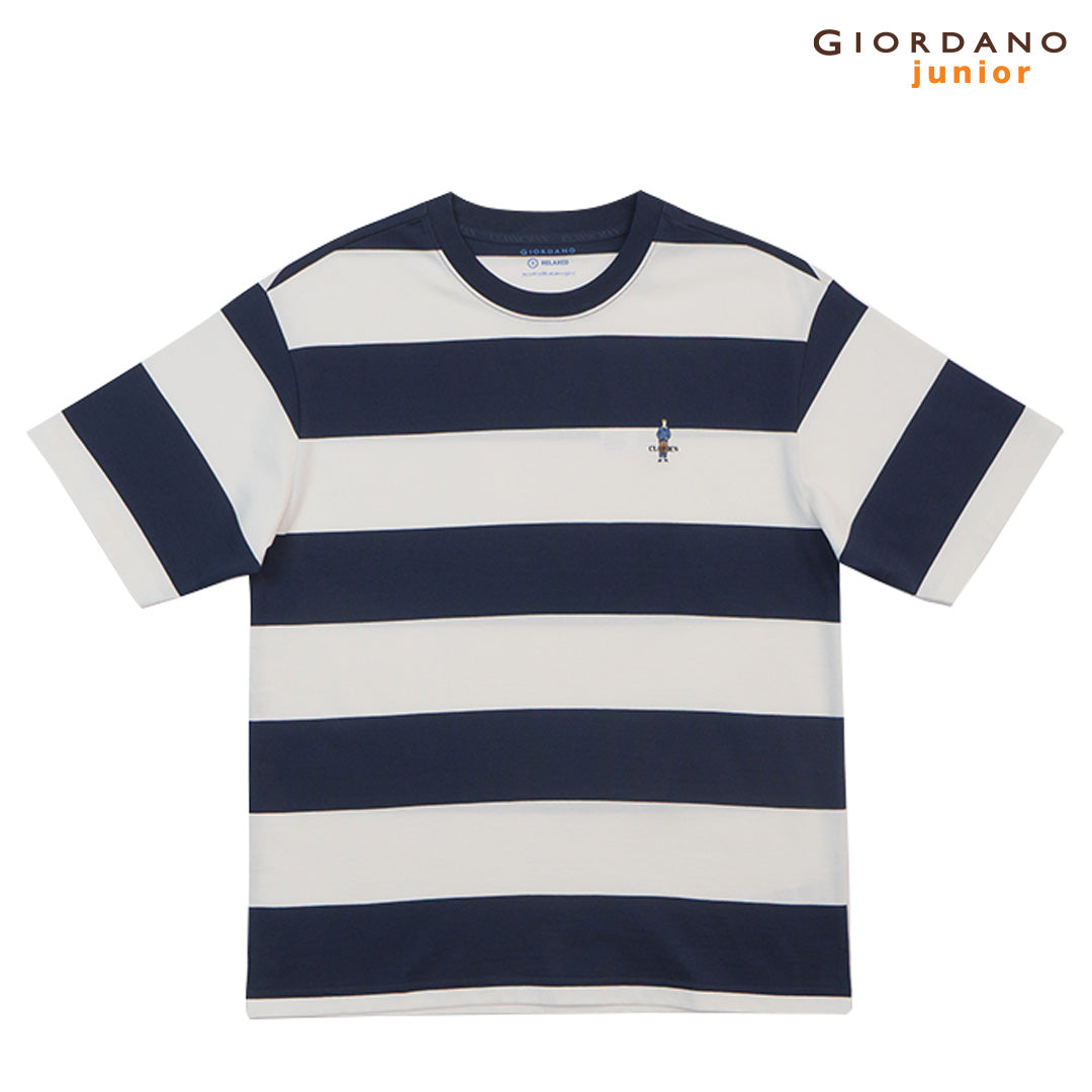 GIORDANO Men's Cotton Jersey Crew Neck Stripe Tee (01025261)