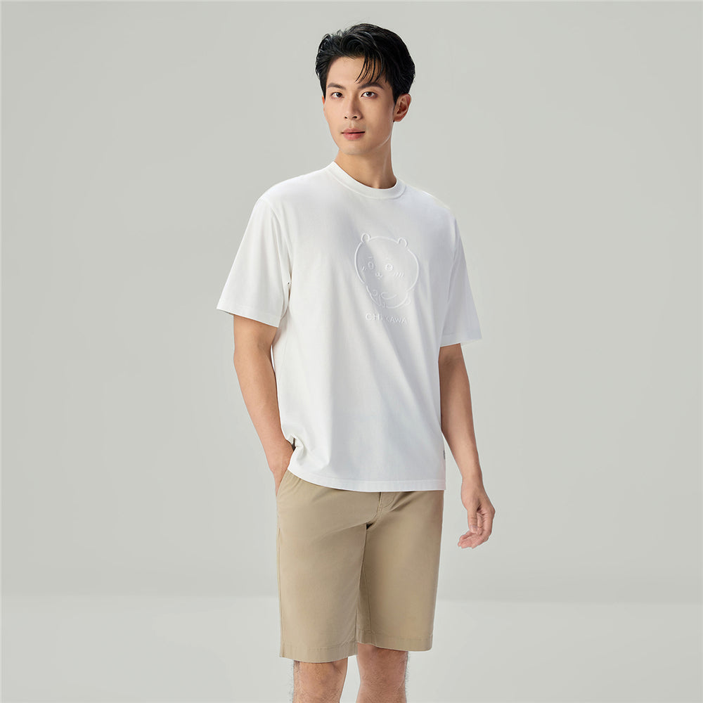 GIORDANO x Chiikawa Men's Sorona Jersey Crew Neck Relax Fit Printed Tee (01096083)