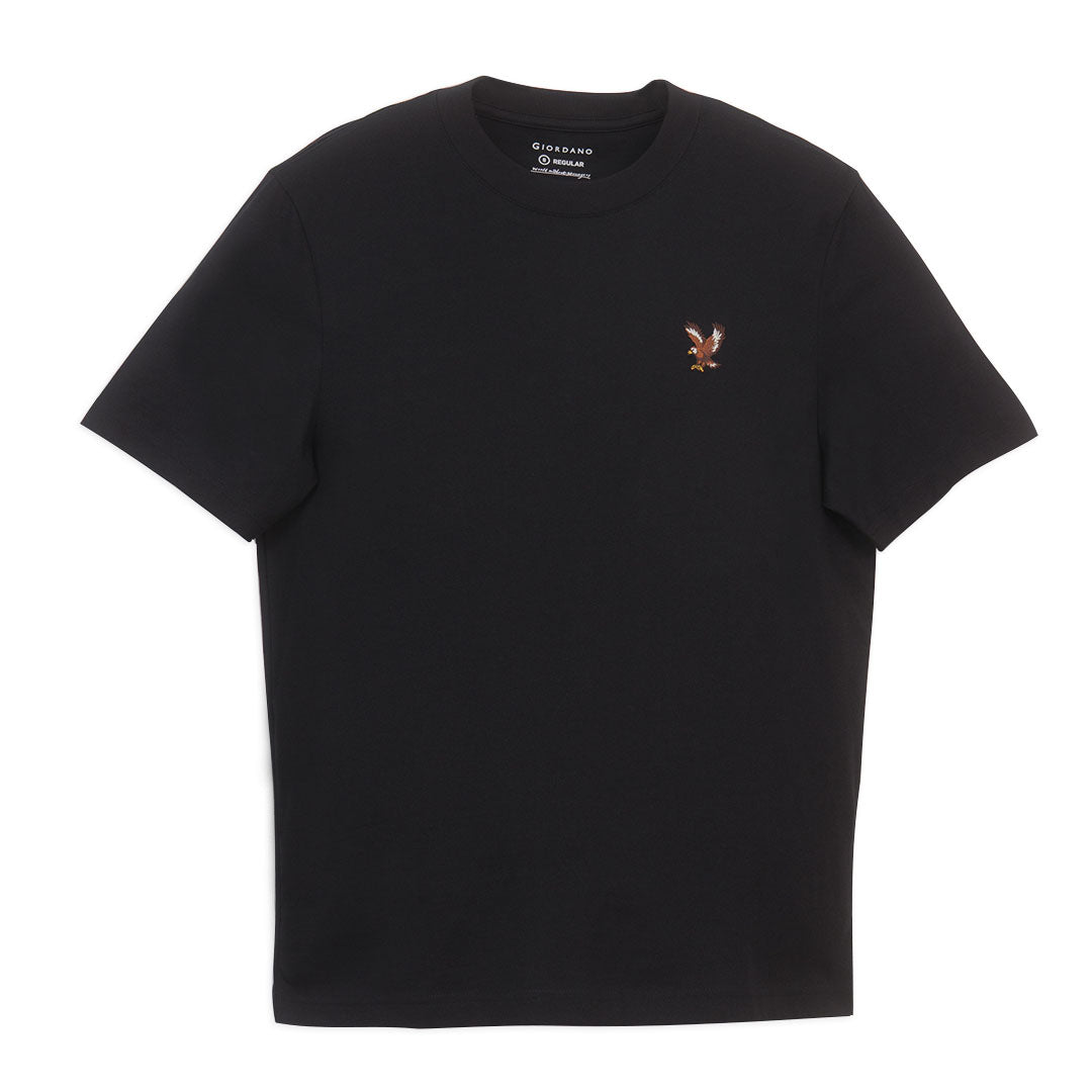 GIORDANO Men's Cotton Jersey Crew Neck Regular Fit Embroidery Print Tee�(01026201)
