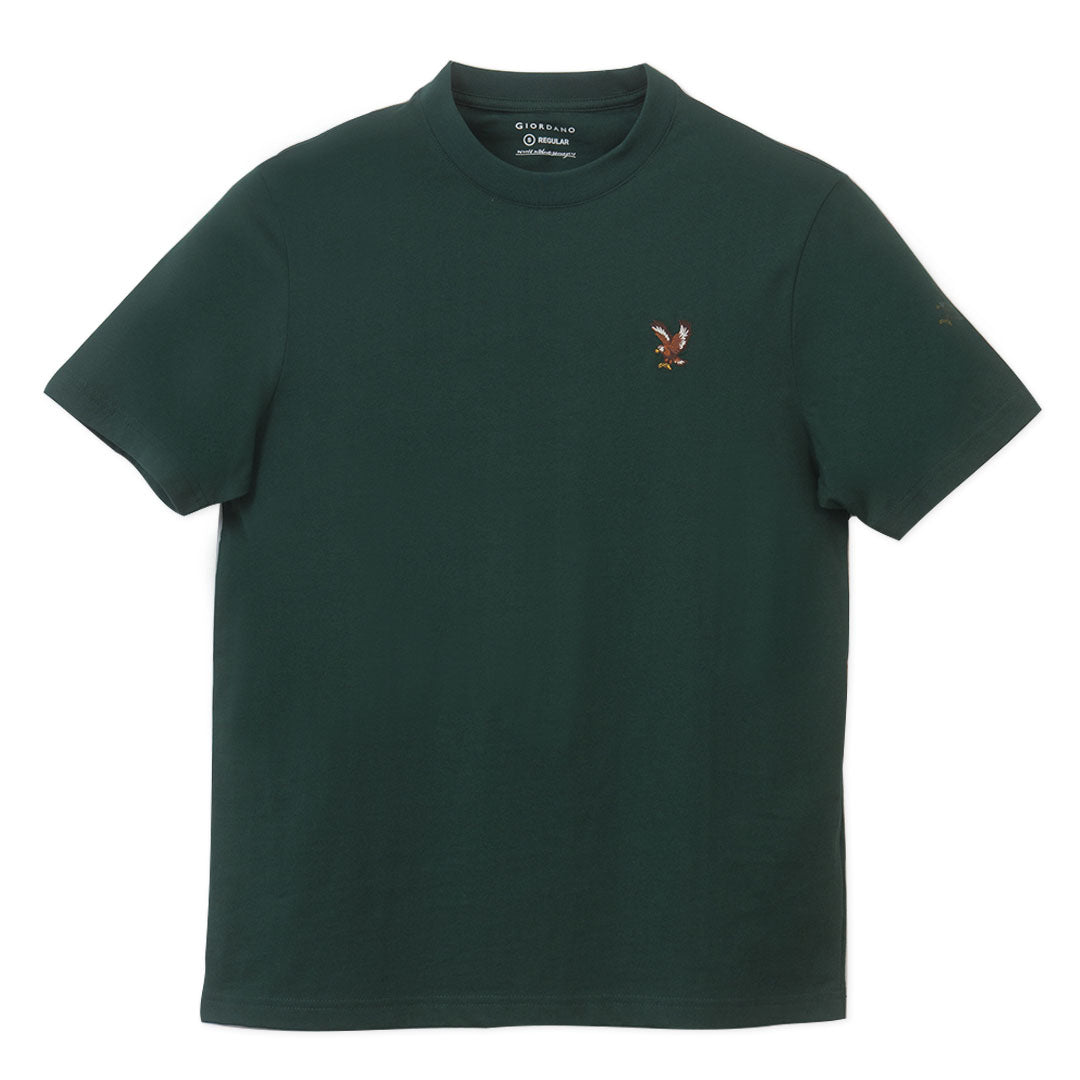 GIORDANO Men's Cotton Jersey Crew Neck Regular Fit Embroidery Print Tee�(01026201)