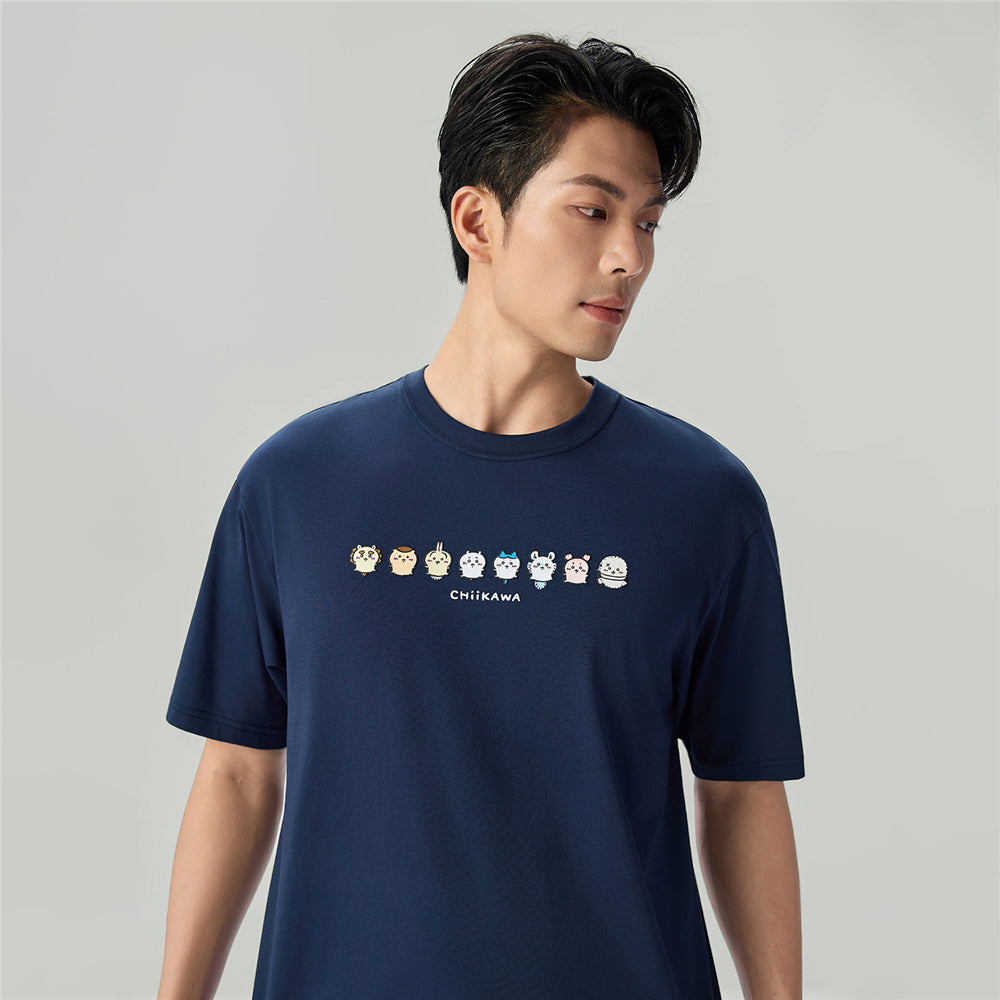 GIORDANO x Chiikawa Men's Sorona Jersey Crew Neck Relax Fit Printed Tee (01096087)