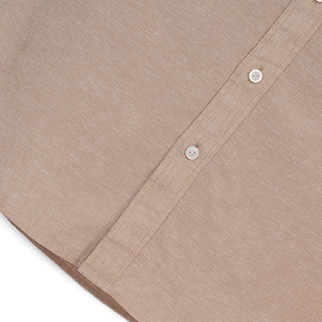 GIORDANO Men's Linen Cotton Poplin Band Collar Short Sleeves Slim Fit Shirt (01046214)