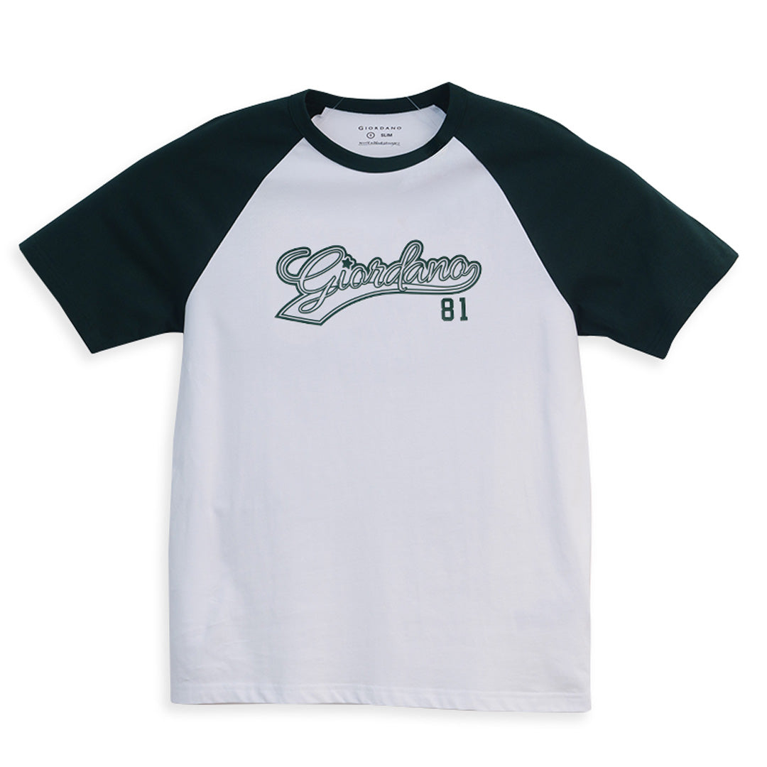 GIORDANO Men's Slim Fit Raglan Printed Tee (01096219)