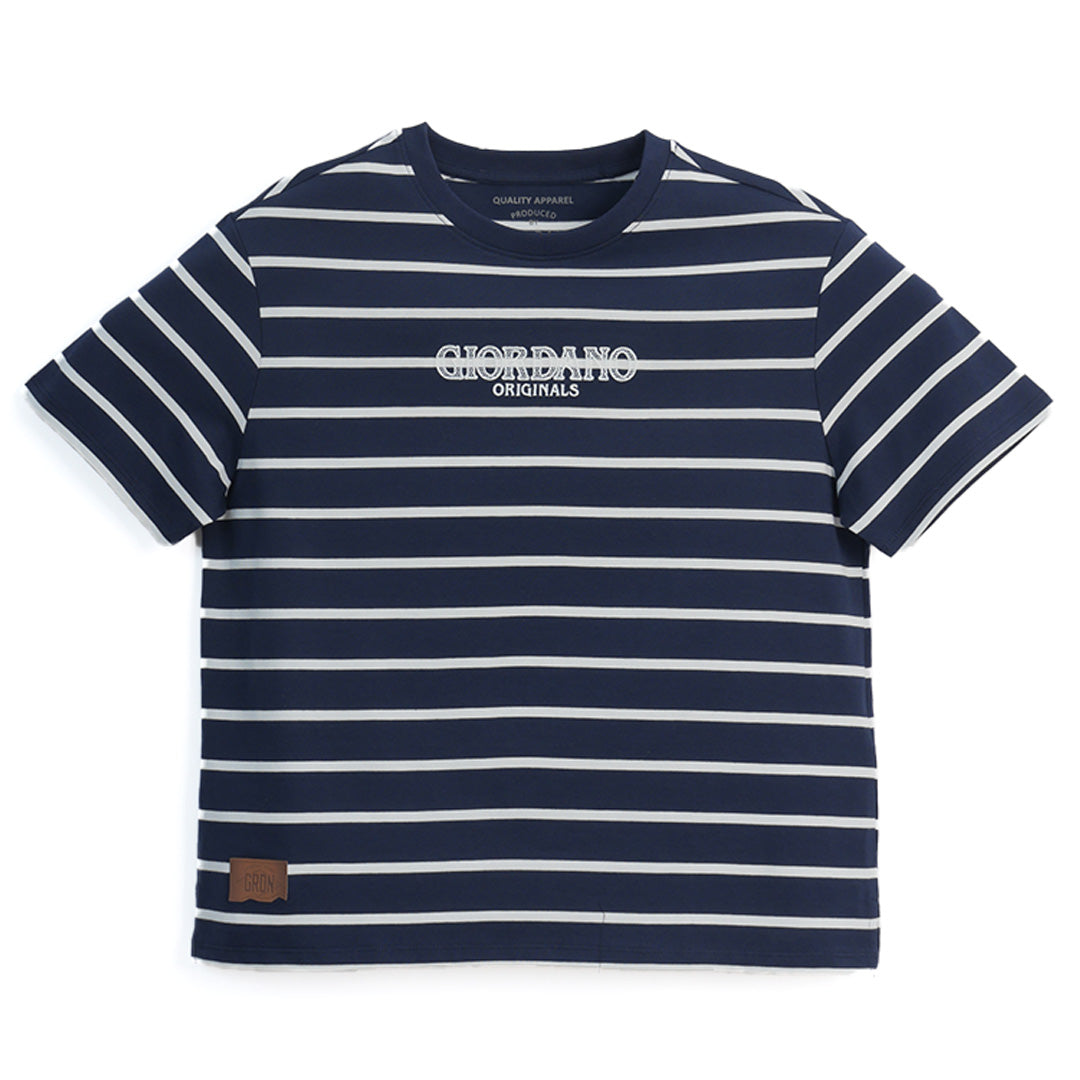 GIORDANO Women's Stripe Boyfriend Fit Printed Tee  (05396255)