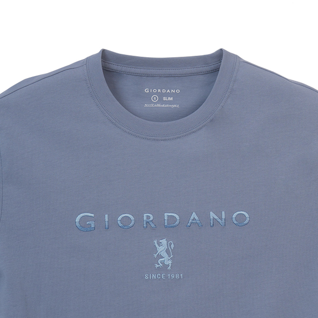 GIORDANO Men's Slim Fit Lion Logo Tee (01096201)