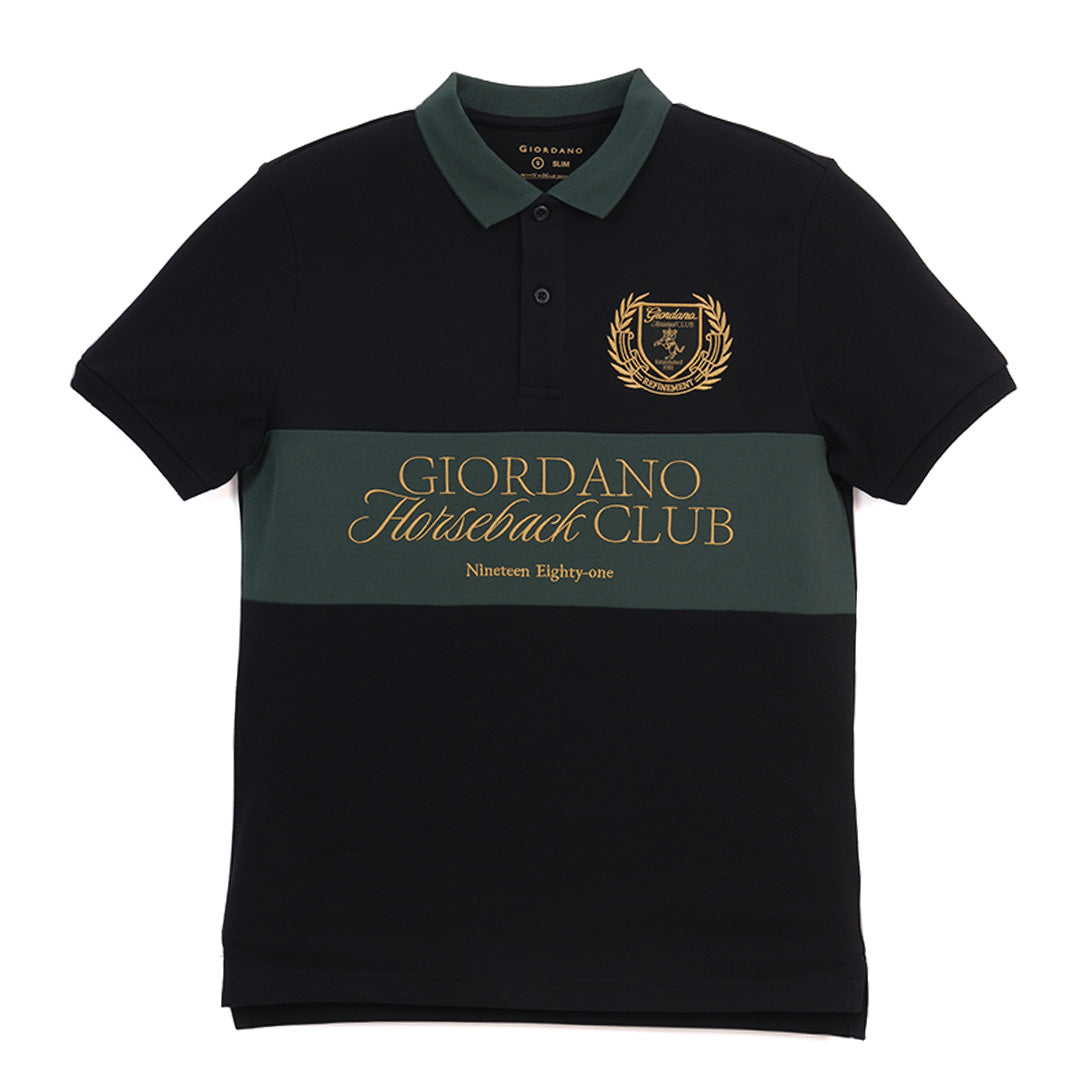 GIORDANO Men's Club House Cotton Polyester Pique Slim Fit Polo (01016173)