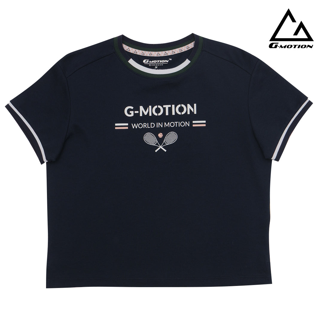 GIORDANO Women's G-Motion Cotton Nylon Pique Crew Neck Boyfriend Fit Tee (05325237)