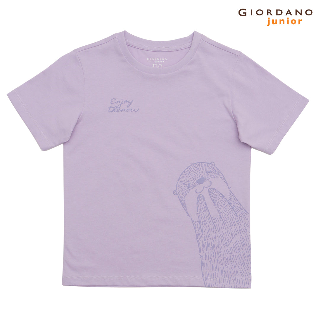 GIORDANO Junior Girl's  Cotton Jersey Crew Neck Printed Tee (03395204)