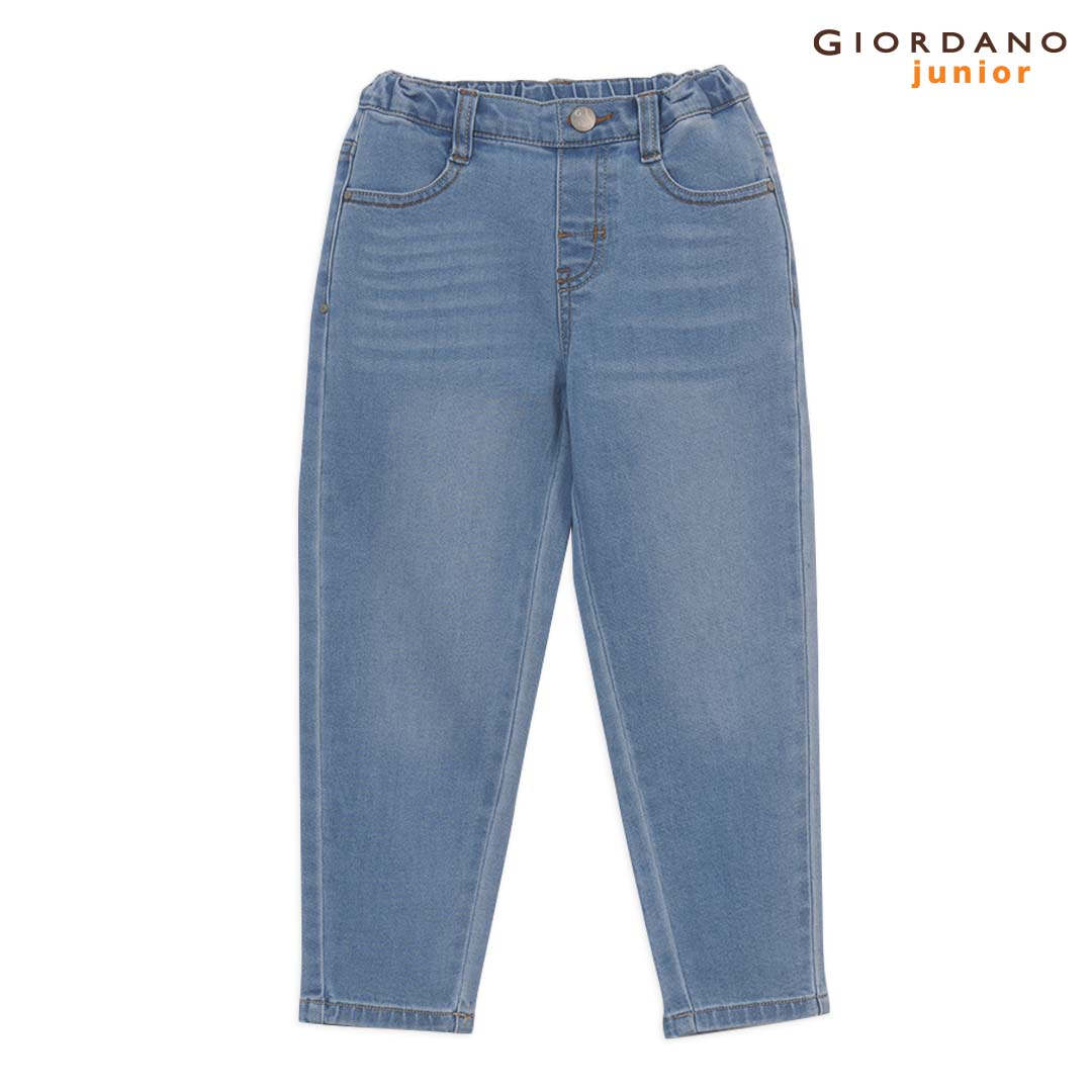 GIORDANO Junior Cotton Polyester Denim Mid Rise Regular Tapered Fit Elastic Waist (03115015)