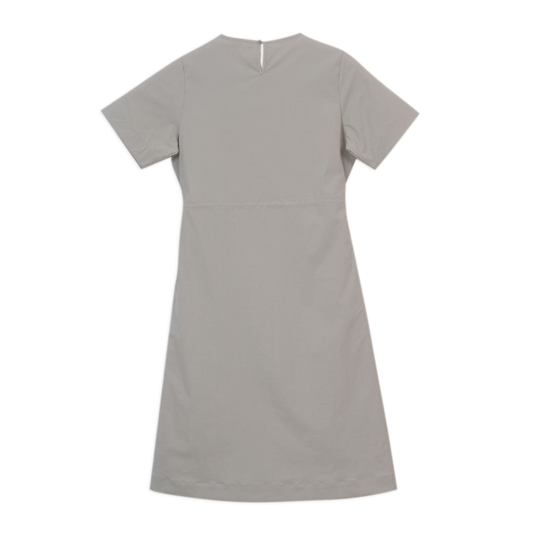 GIORDANO Women's Nylon Spandex Round Neck Comfort Fit Elastic Waist Dress (05466208)
