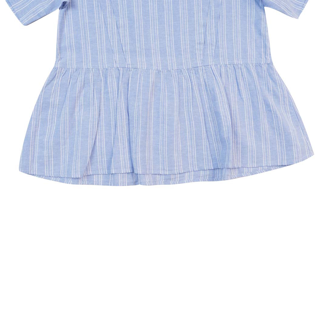 GIORDANO Women's Linen Cotton Dobby Round Neck Short Sleeves Comfort Fit Shirt (05345218)