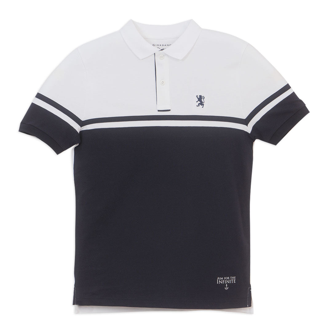 GIORDANO Men's Cotton Lycra Pique Short Sleeve Embroidery Bold Polo (01016191)