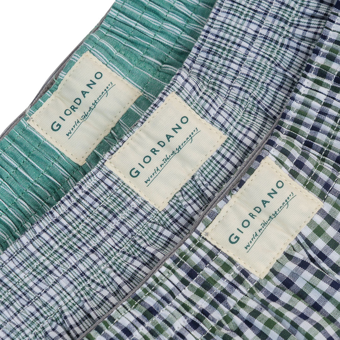 GIORDANO Men's Cotton Poplin 3 in a Pack Boxer Shorts (01176119)