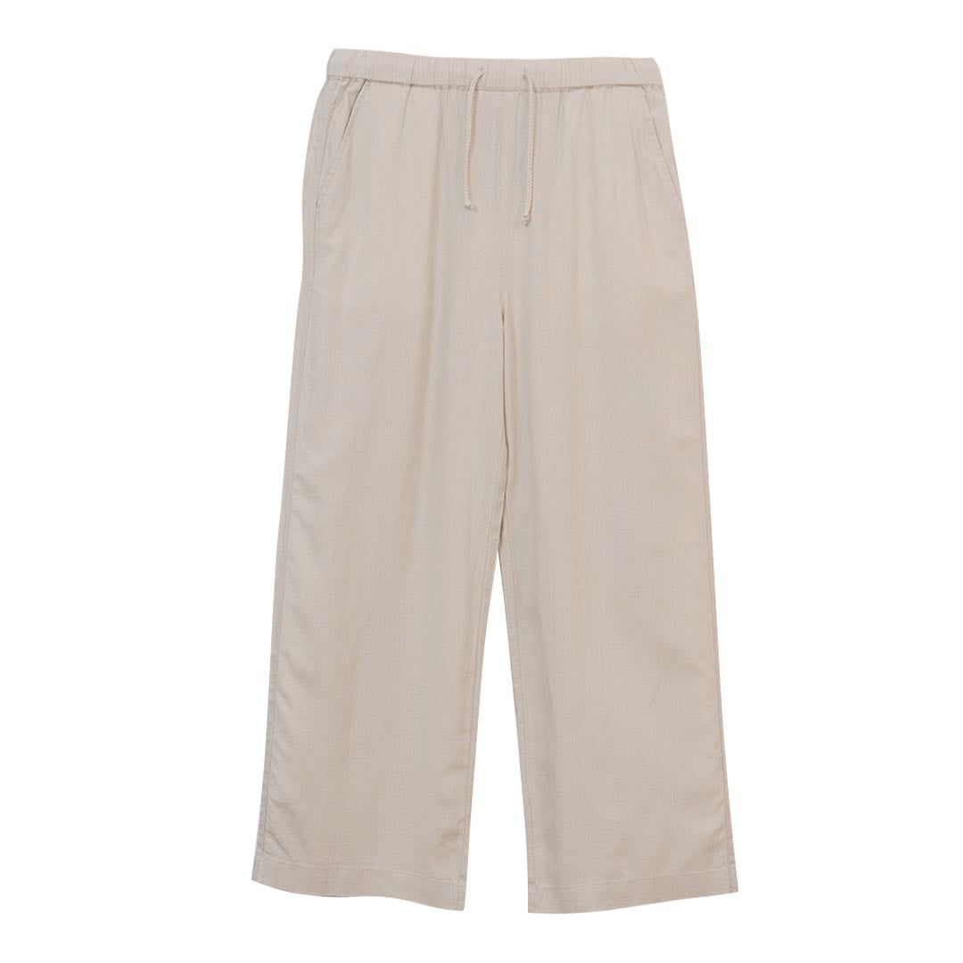GIORDANO Women's Linen Viscose Plain Weave High Waist Wide Leg Pants (05416225)
