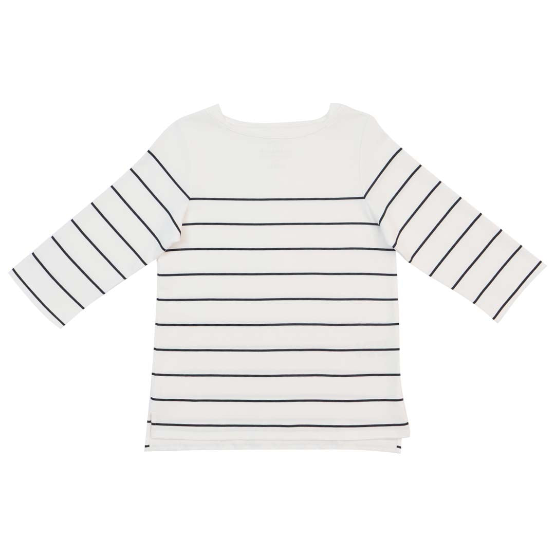 GIORDANO Women's Cotton Polyester Crew Neck Comfort Fit Stripe Tee (05325272)