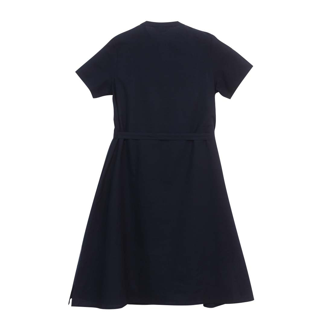 GIORDANO Women's Linen Cotton Poplin V-Neck Short Sleeves Loose Fit Front Placket Dress (05466220)