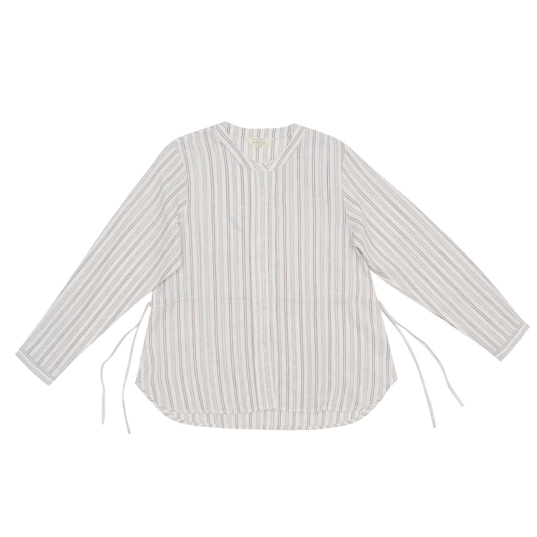 GIORDANO Women's Linen Cotton Dobby Stand Collar Long Sleeves Comfort Fit Shirt  (05345219)