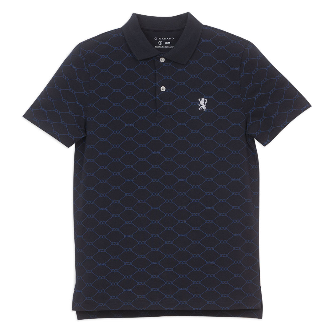 GIORDANO Men's Cotton Lycra Pique Short Sleeve Pattern Bold Polo (01016204)