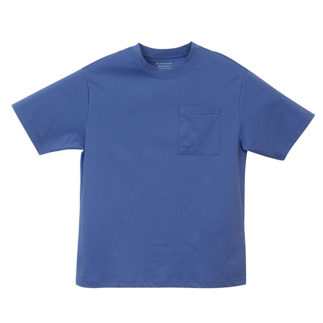 GIORDANO Men's Cotton Polyester Sorona Relax Fit Pocket Tee (01026222)