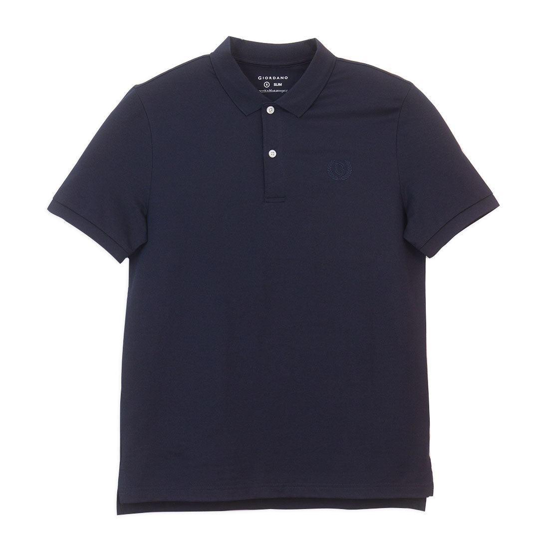 GIORDANO Men's Silk Blend Emblem Slim Fit Polo (01016293)