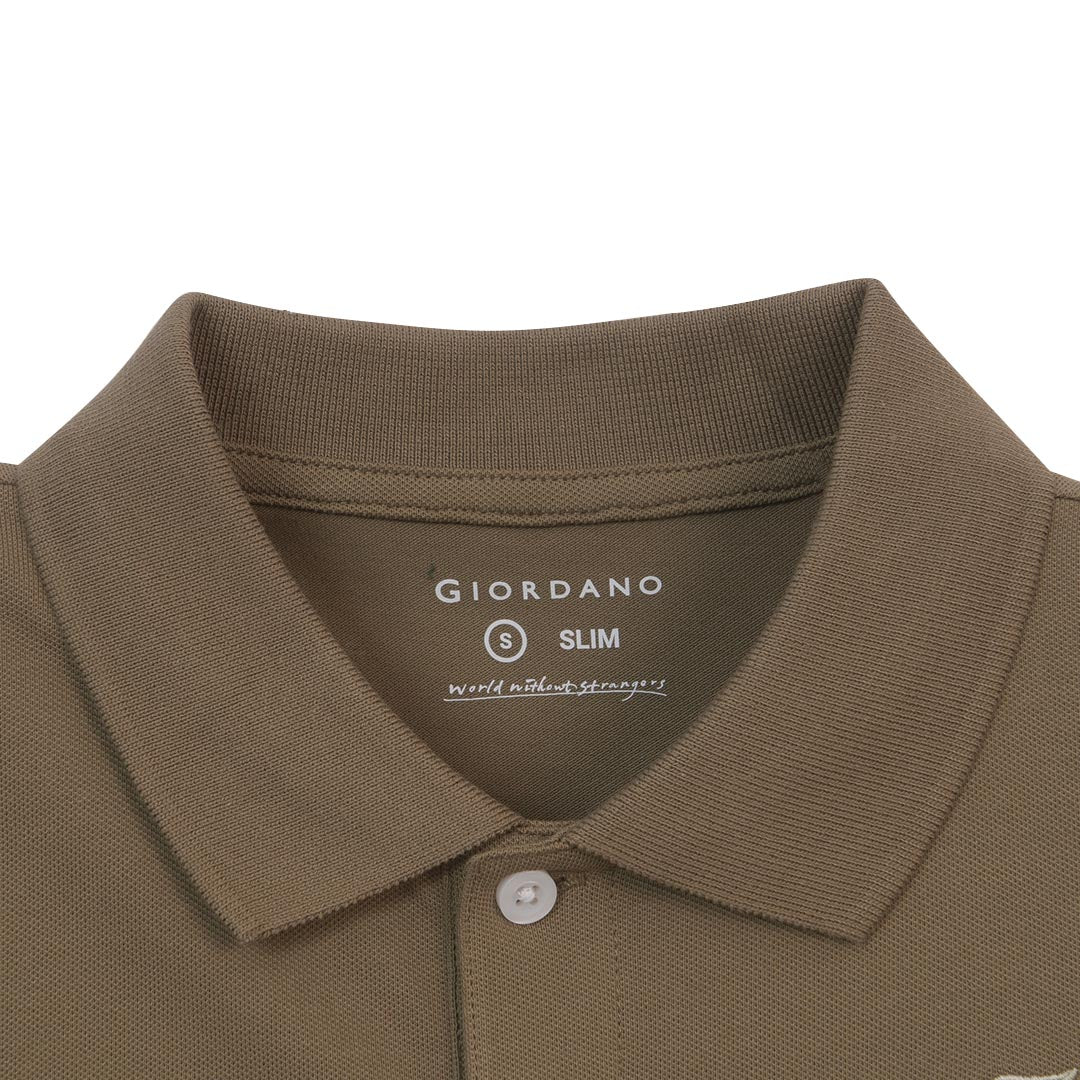 GIORDANO Men's 3D Lion Slim Fit Polo (01016222)