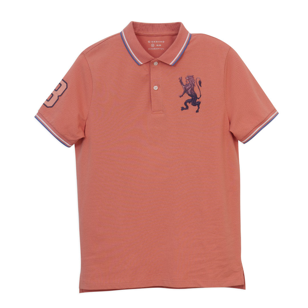 GIORDANO Men's Slim Fit 3D Lion Polo (01015222)