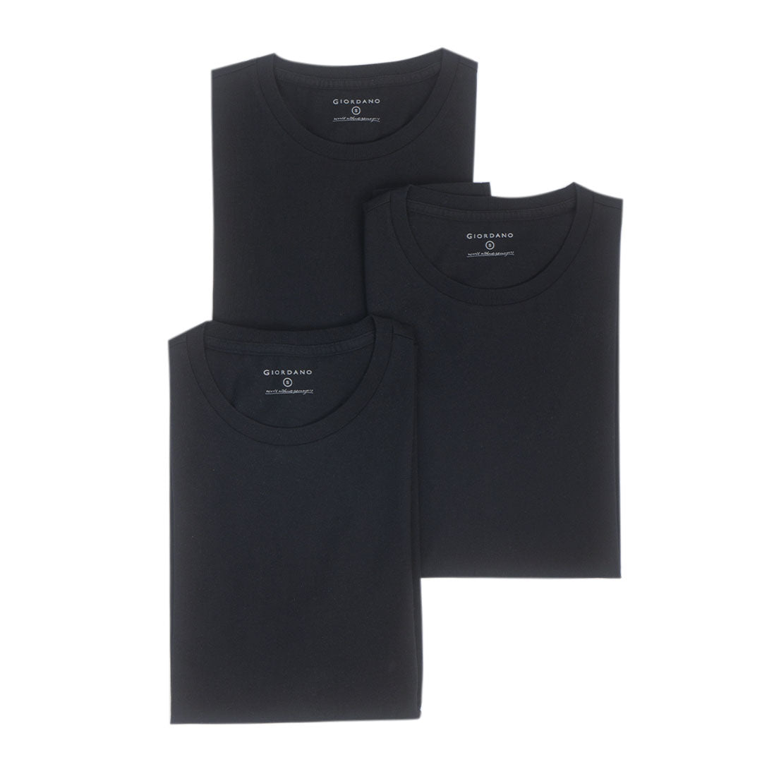 GIORDANO Men's 3-in-a-Pack Cotton Jersey Crew Neck Slim Tee (01246104)