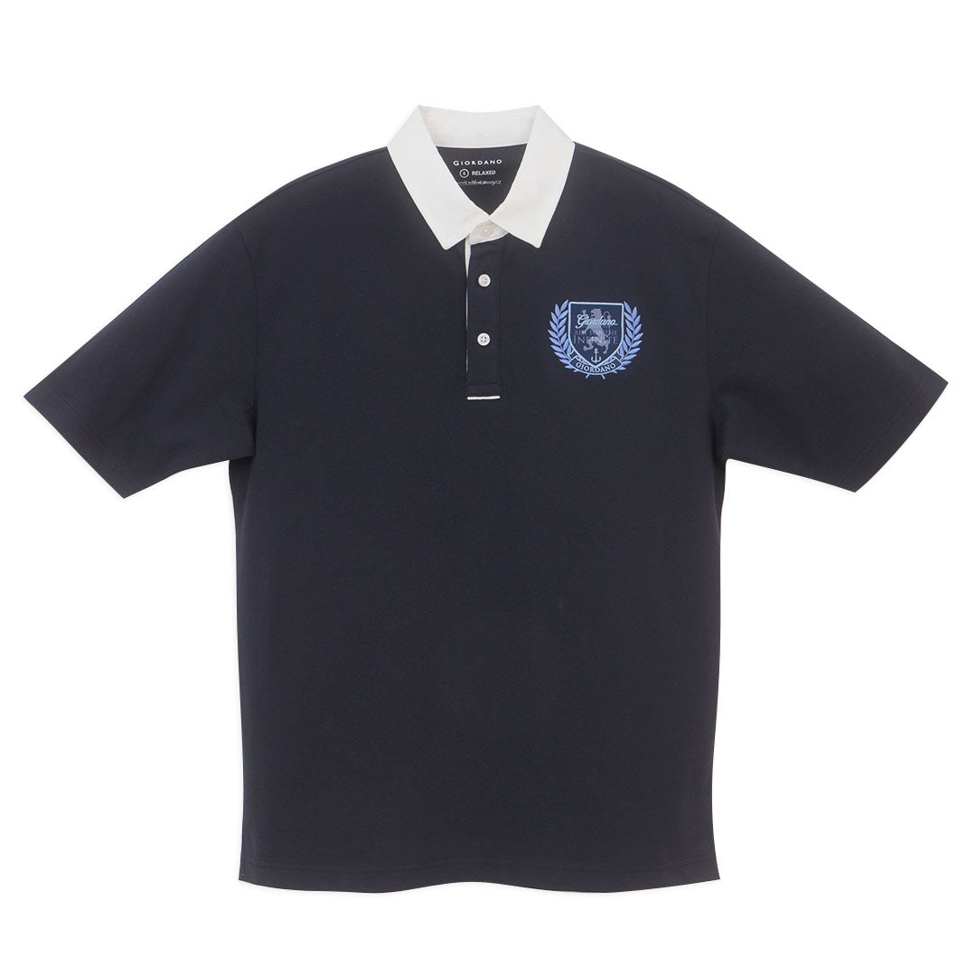 GIORDANO Men's Cotton Lycra Pique Relax Fit Embroidery Bold Polo  (01016194)