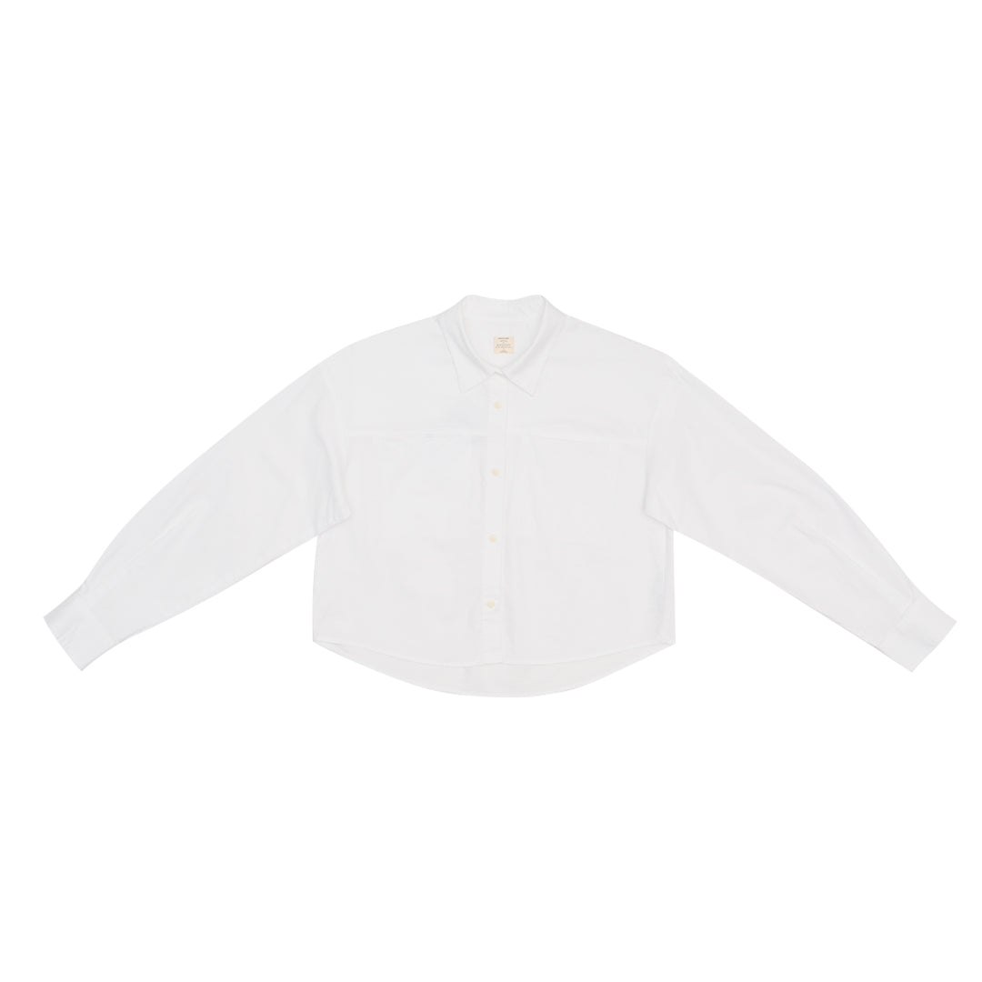 GIORDANO Women's Stretch Oxford Acute Collar Long Sleeves Loose Fit Shirt  (05345001)