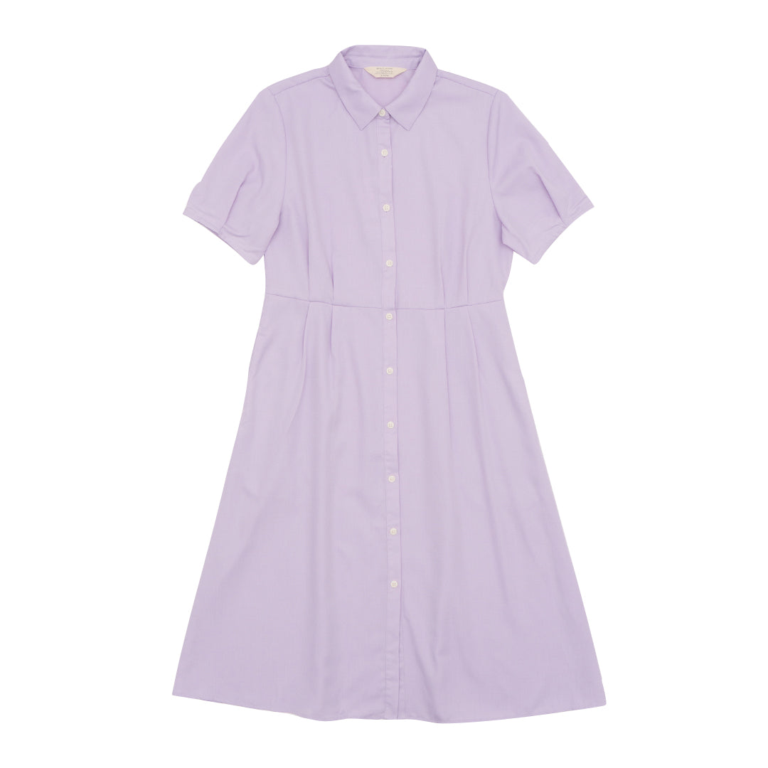 GIORDANO Women's Drape Twill Acute Collar Short Sleeves Comfort Fit Dress (05465001)