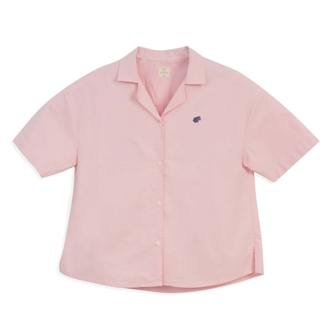 GIORDANO Women's Frog Stretch Oxford Notch Collar Short Sleeves Loose Fit Eco Soft Shirt (05346228)