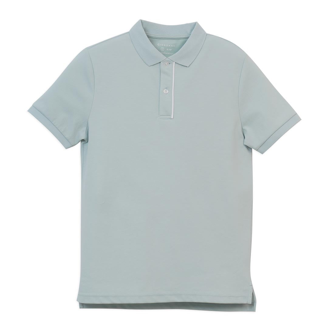 GIORDANO Men's Cotton Nylon Pique Slim Fit Solid Polo (01016275)