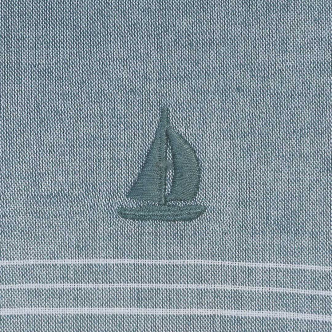 GIORDANO Men's Linen Cotton Lyocell Short Sleeves Slim Fit Embroidery Shirt (01046252)