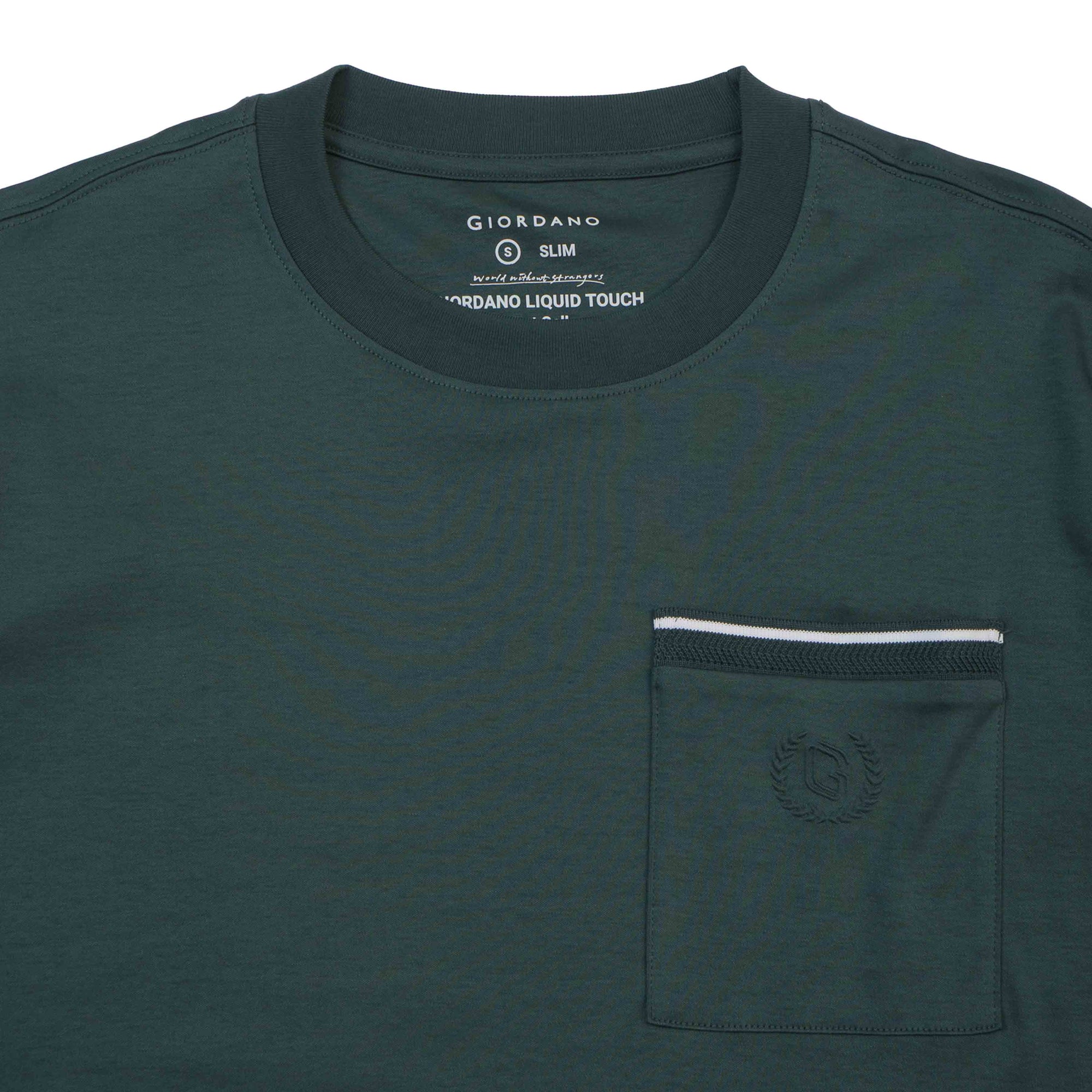 GIORDANO Men's Liquid Touch Crew Neck Slim Fit  Pocket Tee (01025246)