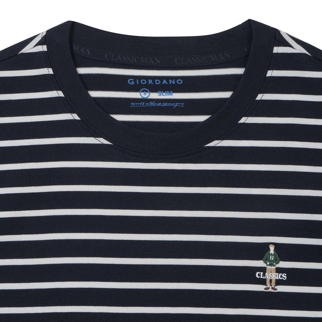 GIORDANO Men's Classic Man Slim Fit Stripe Tee (01025264)
