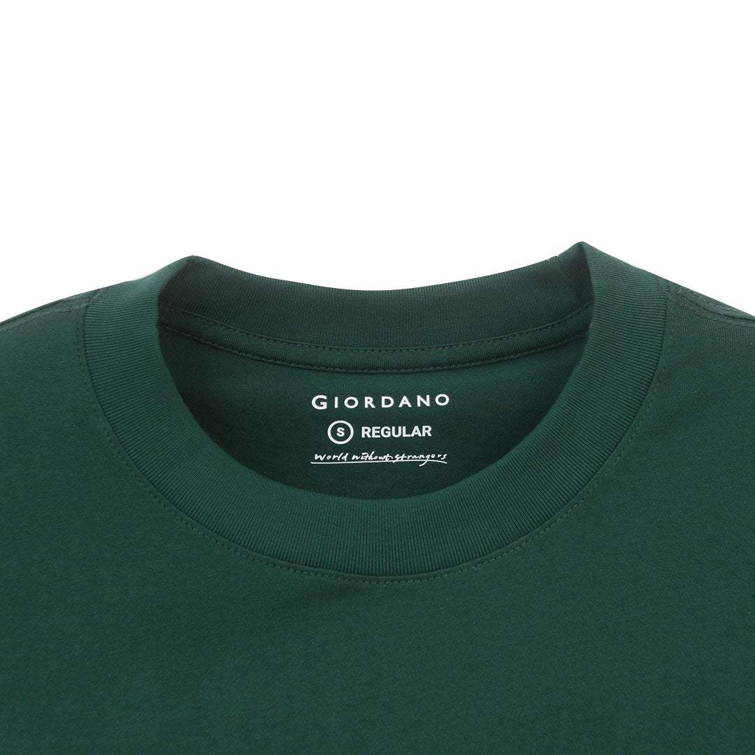 GIORDANO Men's Cotton Jersey Crew Neck Regular Fit Embroidery Print Tee (01026201)