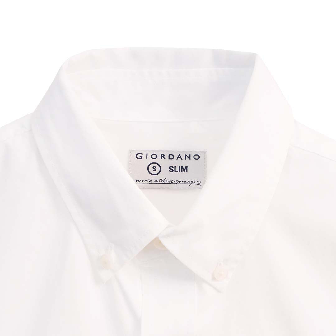 GIORDANO Men's Classic Man Cotton Poplin Short Sleeves Slim Fit Shirt (01045286)
