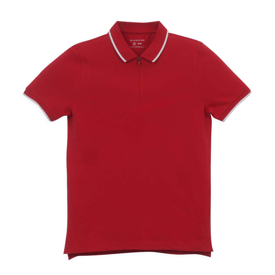 GIORDANO Men's Cotton Lycra Tapered Fit Solid Polo (01010250)
