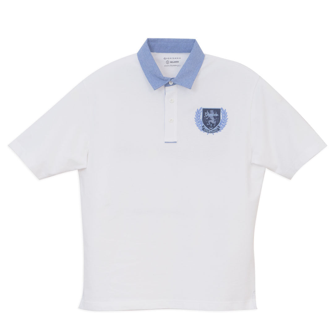 GIORDANO Men's Cotton Lycra Pique Relax Fit Embroidery Bold Polo  (01016194)