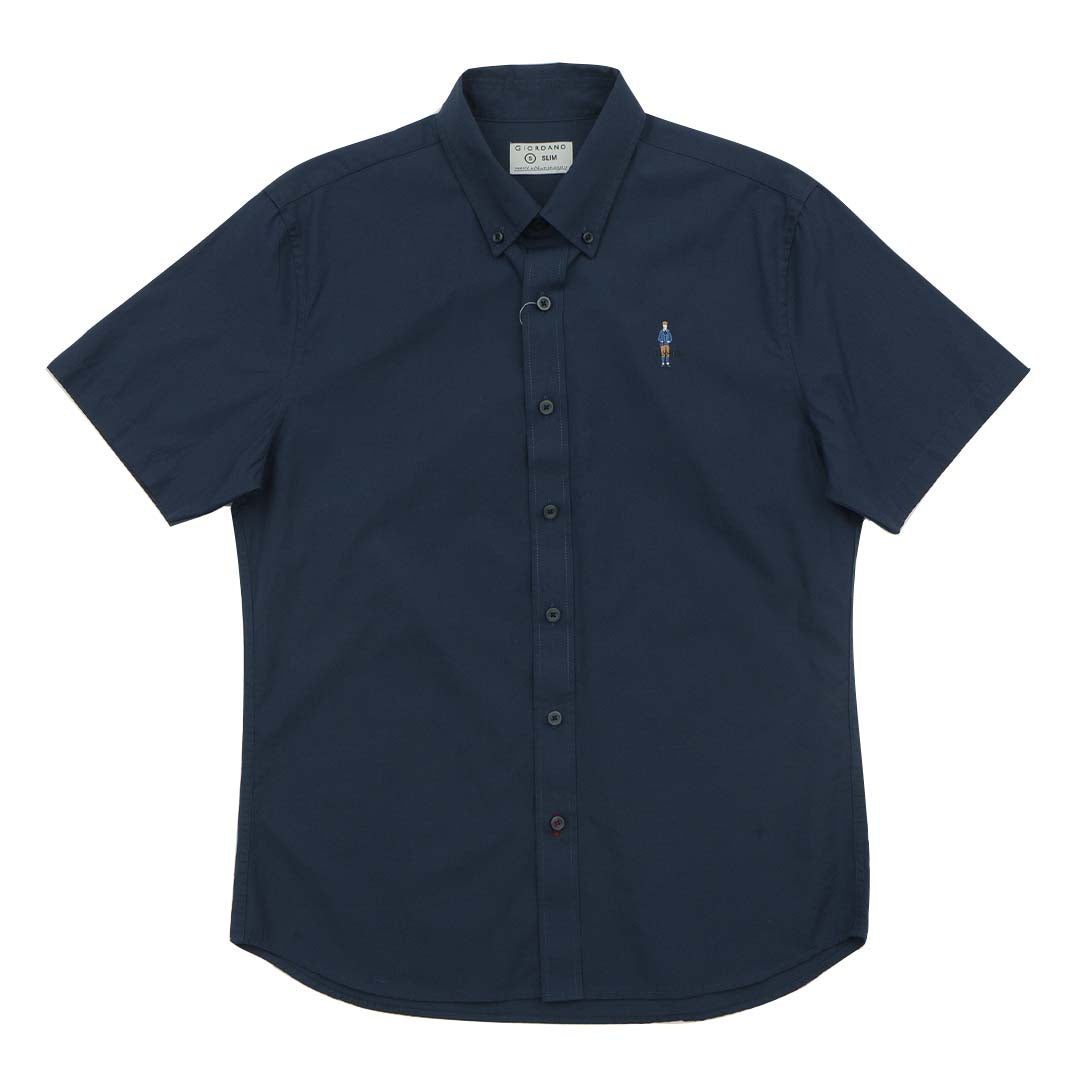 GIORDANO Men's Classic Man Cotton Poplin Short Sleeves Shirt (01045286)