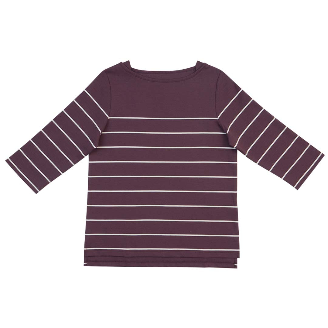 GIORDANO Women's Cotton Polyester Crew Neck Comfort Fit Stripe Tee  (05325272)