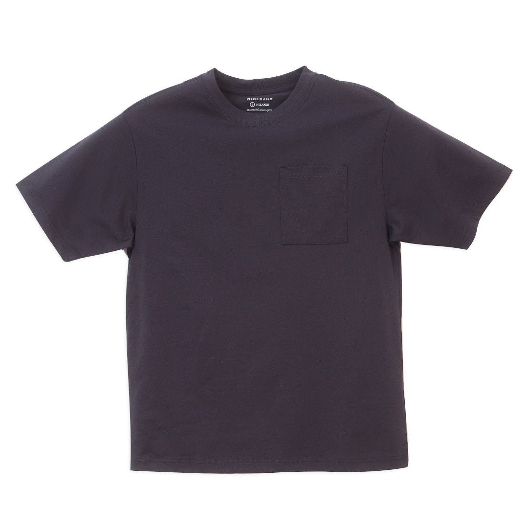 GIORDANO Men's Cotton Polyester Sorona Relax Fit Pocket Tee (01026222)