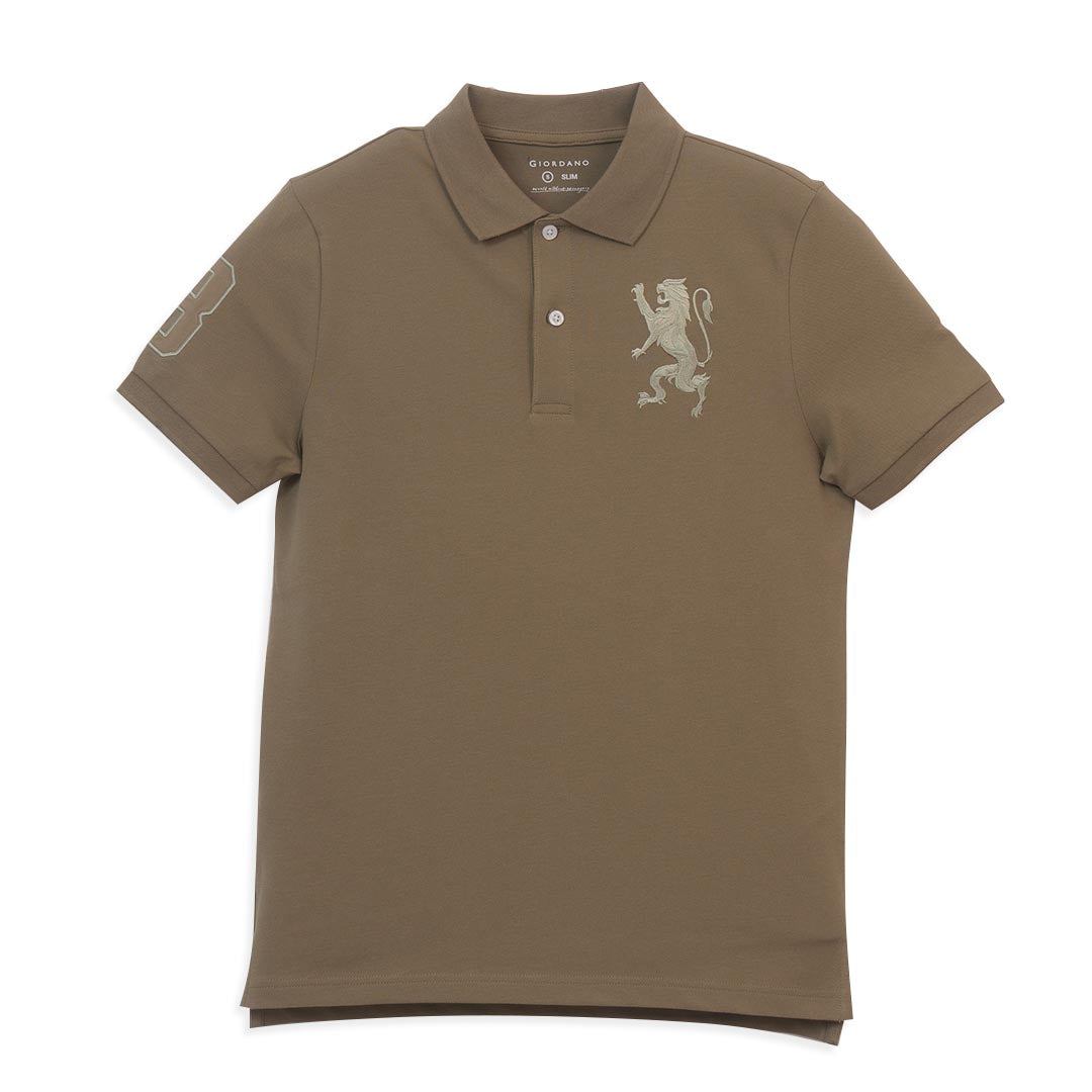 GIORDANO Men's 3D Lion Slim Fit Polo (01016222)