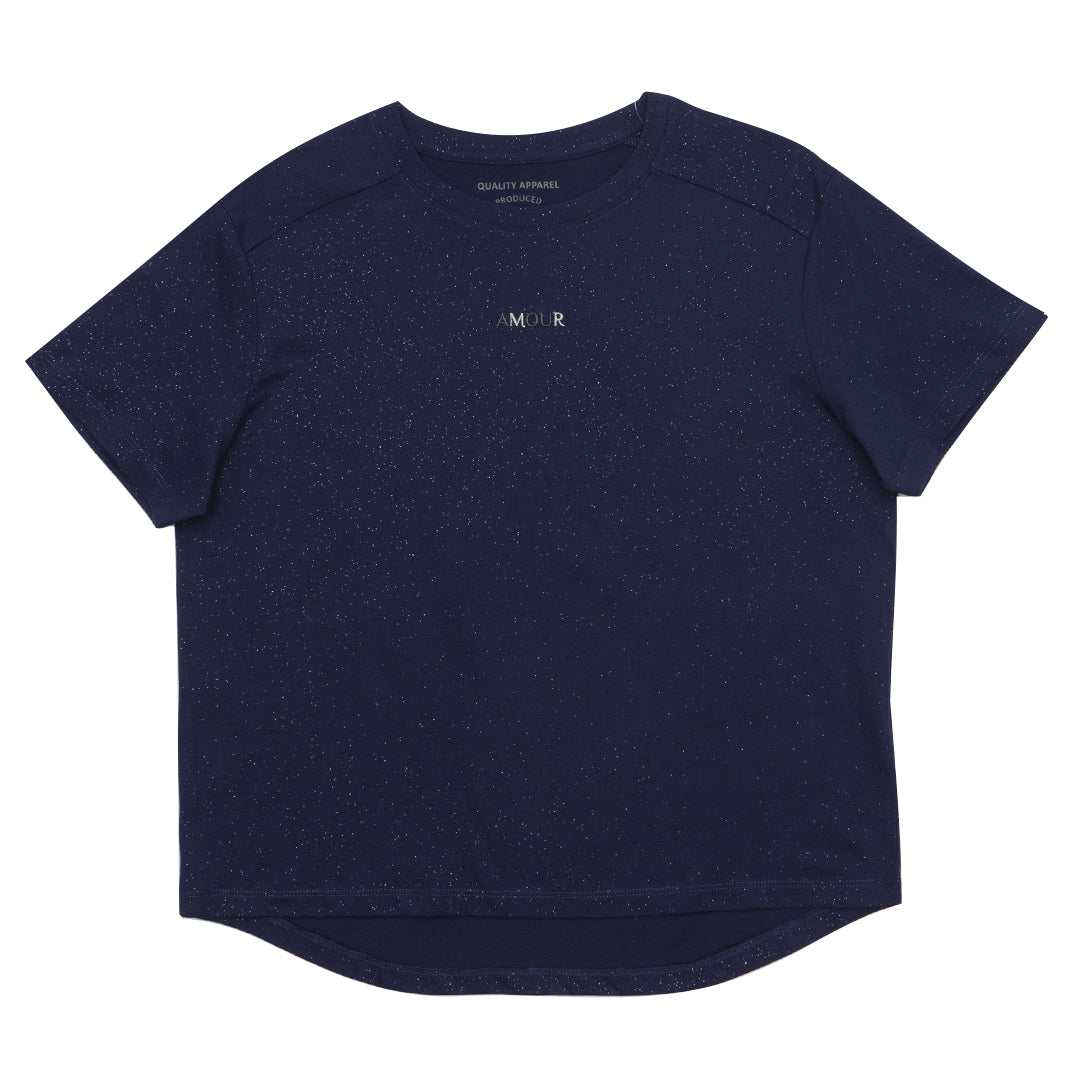 GIORDANO Women's Glittered Jersey Boyfriend Fit Tee (05325247)