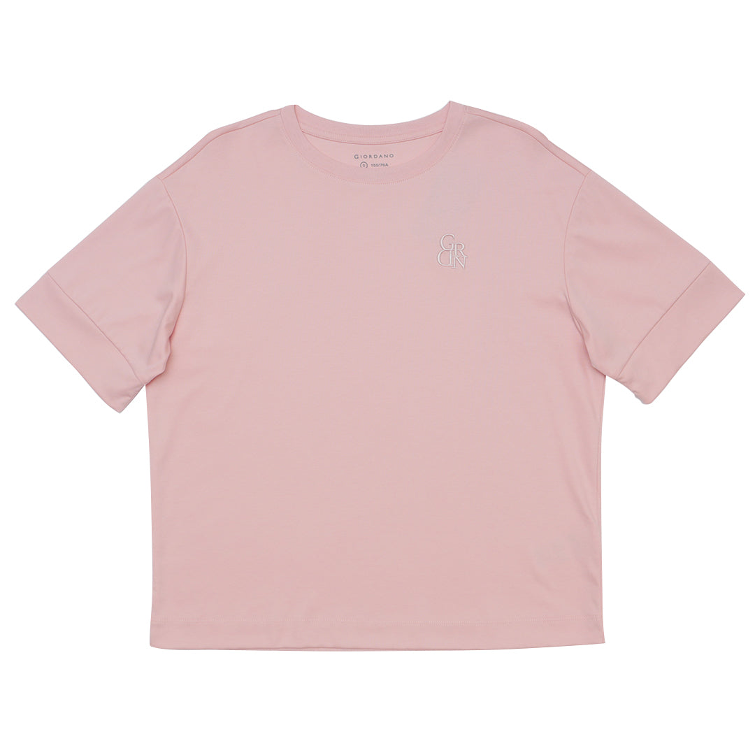 GIORDANO Women's Liquid Touch Embroidered Loose Fit Tee (05325219)