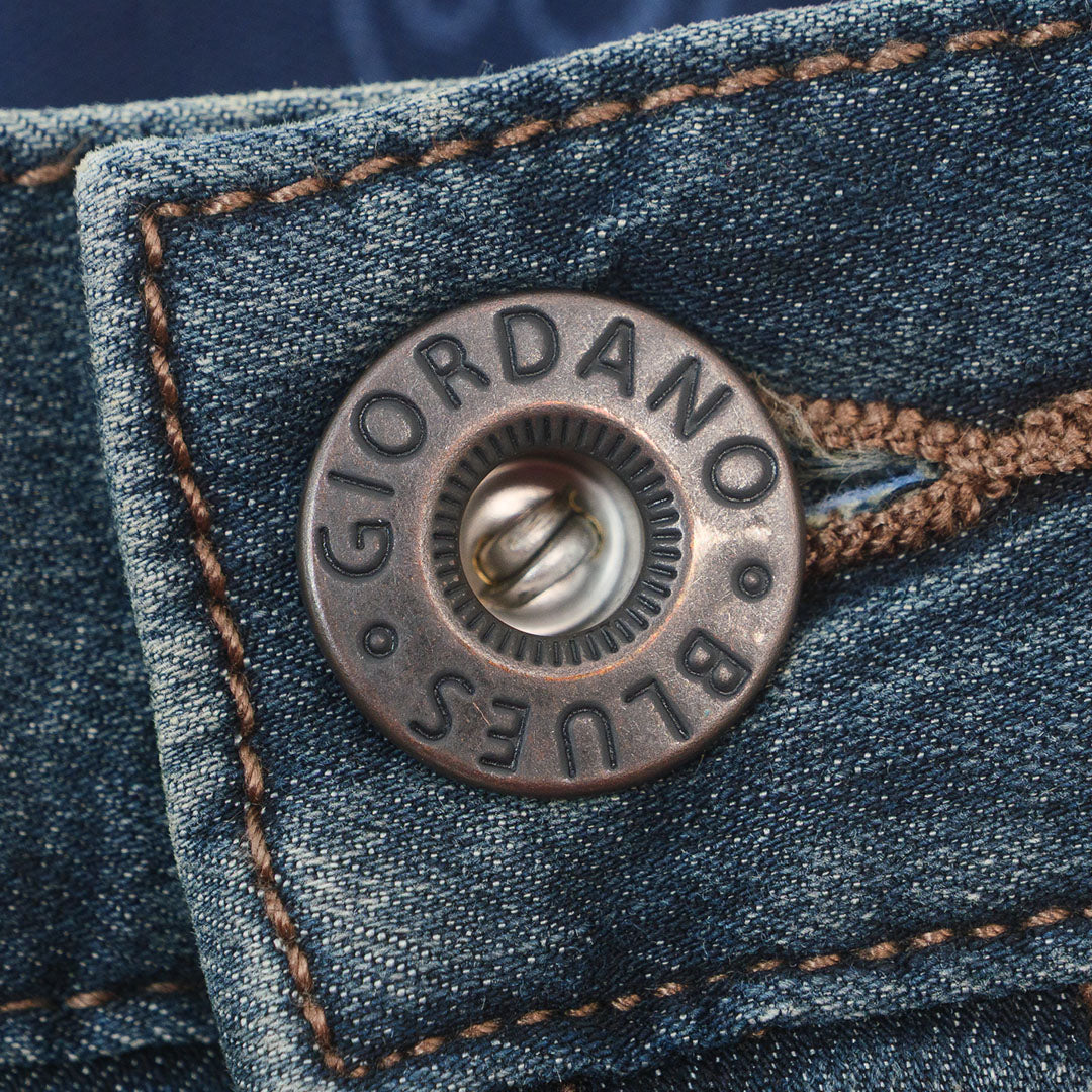 GIORDANO Men's Cotton Nylon Spandex Denim Mid Rise Regular Tapered Fit Jeans (01116023)